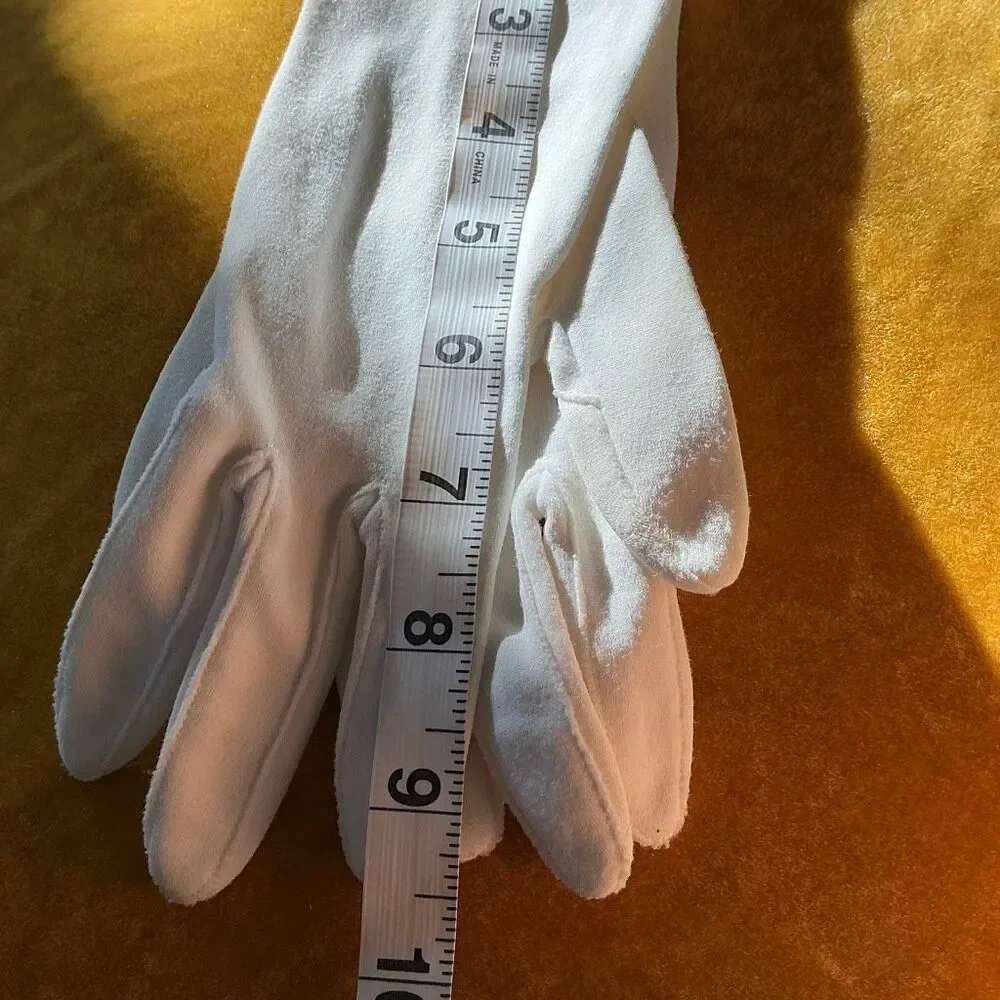 Vintage Hand Beaded White Dress Gloves Scalloped‎ Wrist Bridal 9.5”